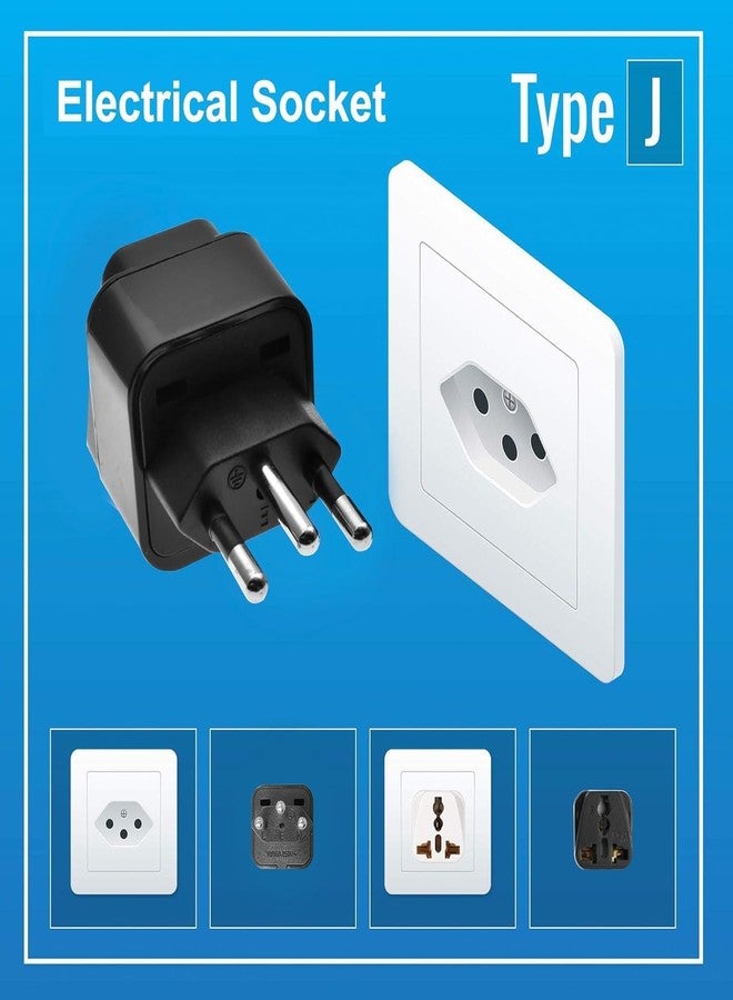 rts (2 Pack) Travel Essentials India to Switzerland, Jordan Rwanda Liechtenstein Swiss Universal Travel Adapter Plug Convert Standard 3 pin Plug to a Variety of National Socket Travel Conversion Plugs - Image 4